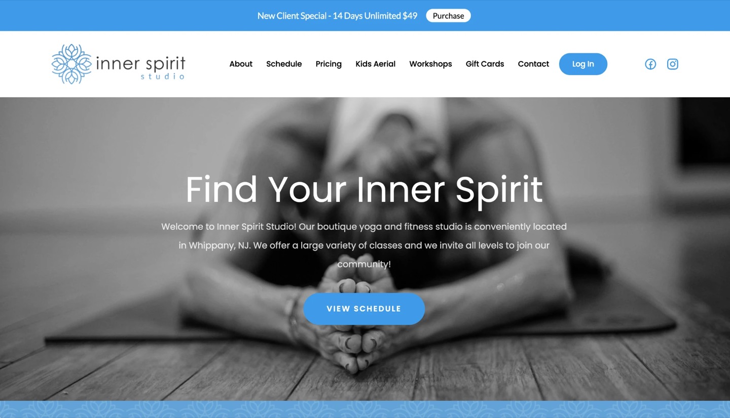 The old site: a blurred photo under Find Your Inner Spirit