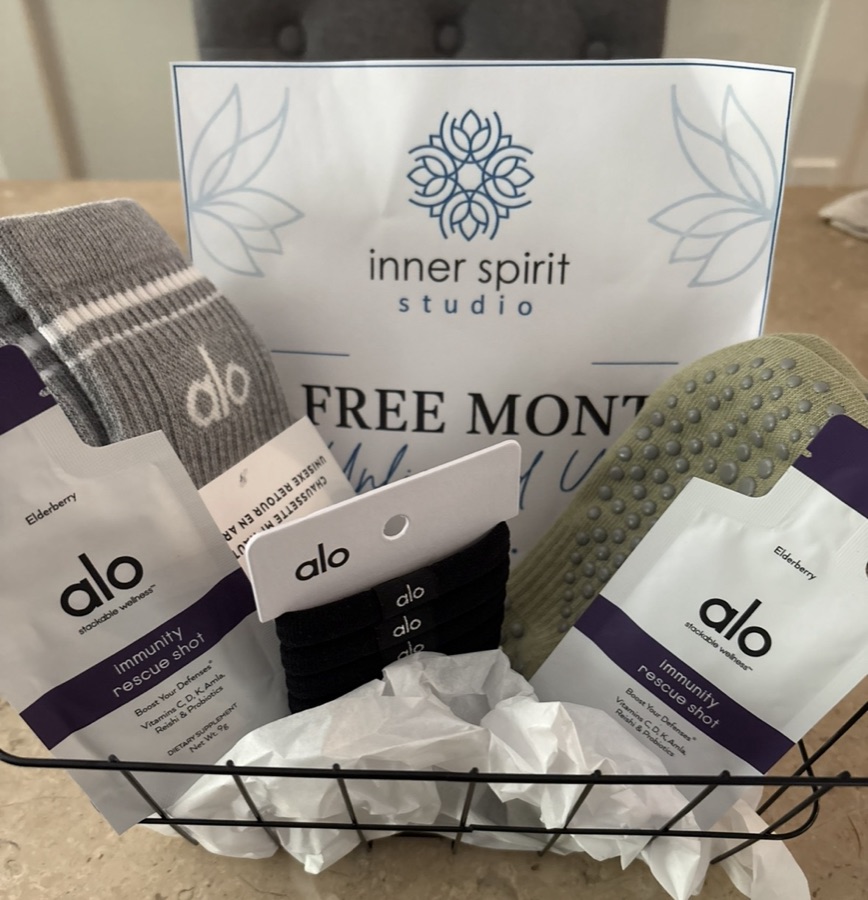 A welcome basket waiting at the front desk.